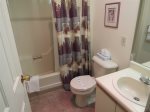 One of two full bathrooms in Waterville Valley Vacation Rental 
